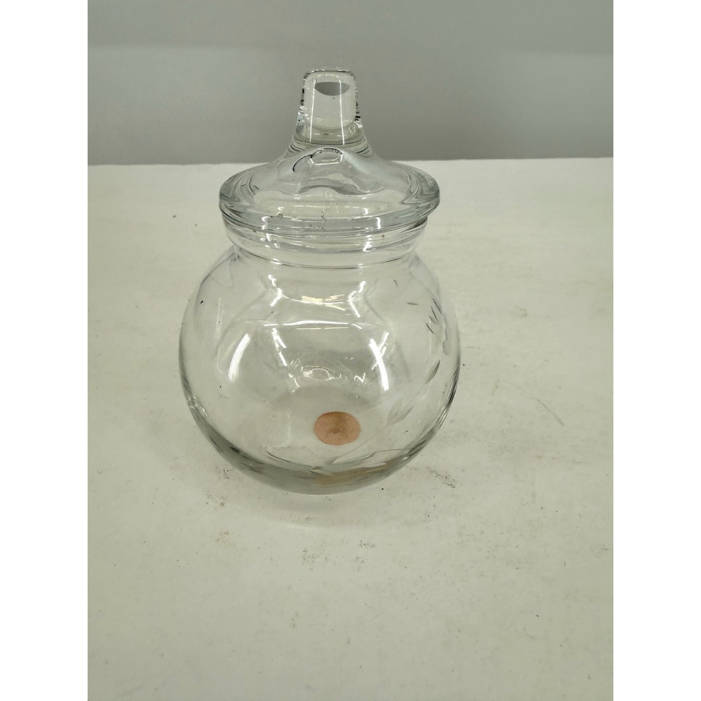 Princess House Handcut Glass Candy Dish Jar with Lid USA‎ Made